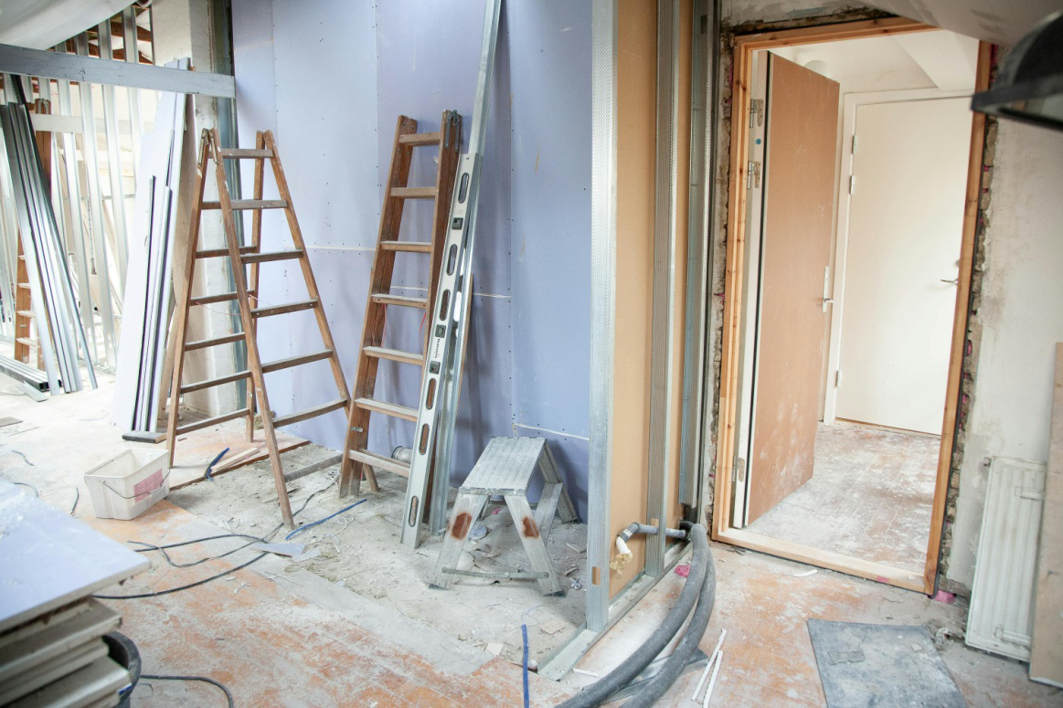 A house during the process of renovation.